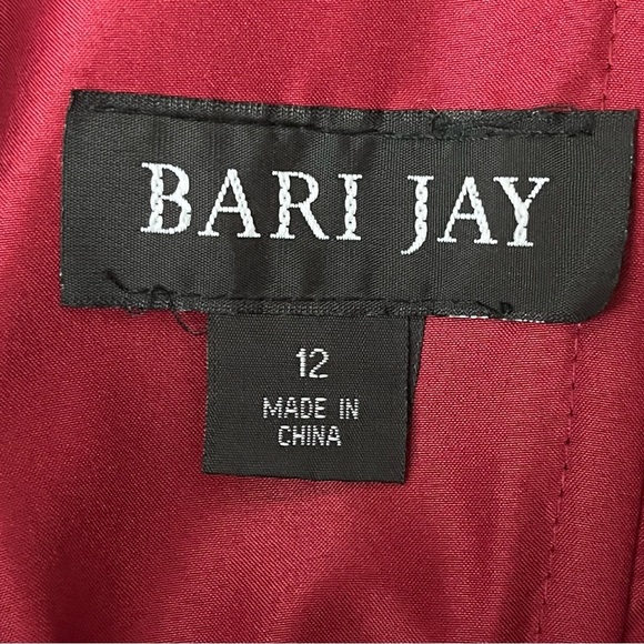 Bari Jay Wine Red Beaded Mesh Maxi Formal Dress 12 Gala Bridesmaid Wedding HOCO - Picture 10 of 12